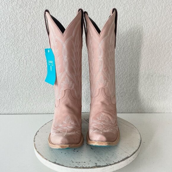 Lane LEXINGTON Womens Cowboy Boots 8 Blush Pink Western Cowgirl Mid Calf Tall - Picture 5 of 11
